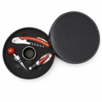 Set para vino - 4 Accesorios con Estuche Ecocuero