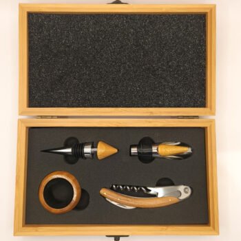 Juego para vino - 4 Accesorios Bambú Ecológico