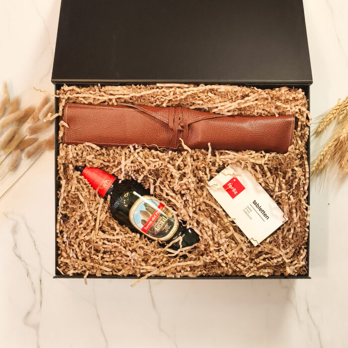 Pack parrillero - Set parrillero en estuche de cuero Cerveza Chocolate Feroz