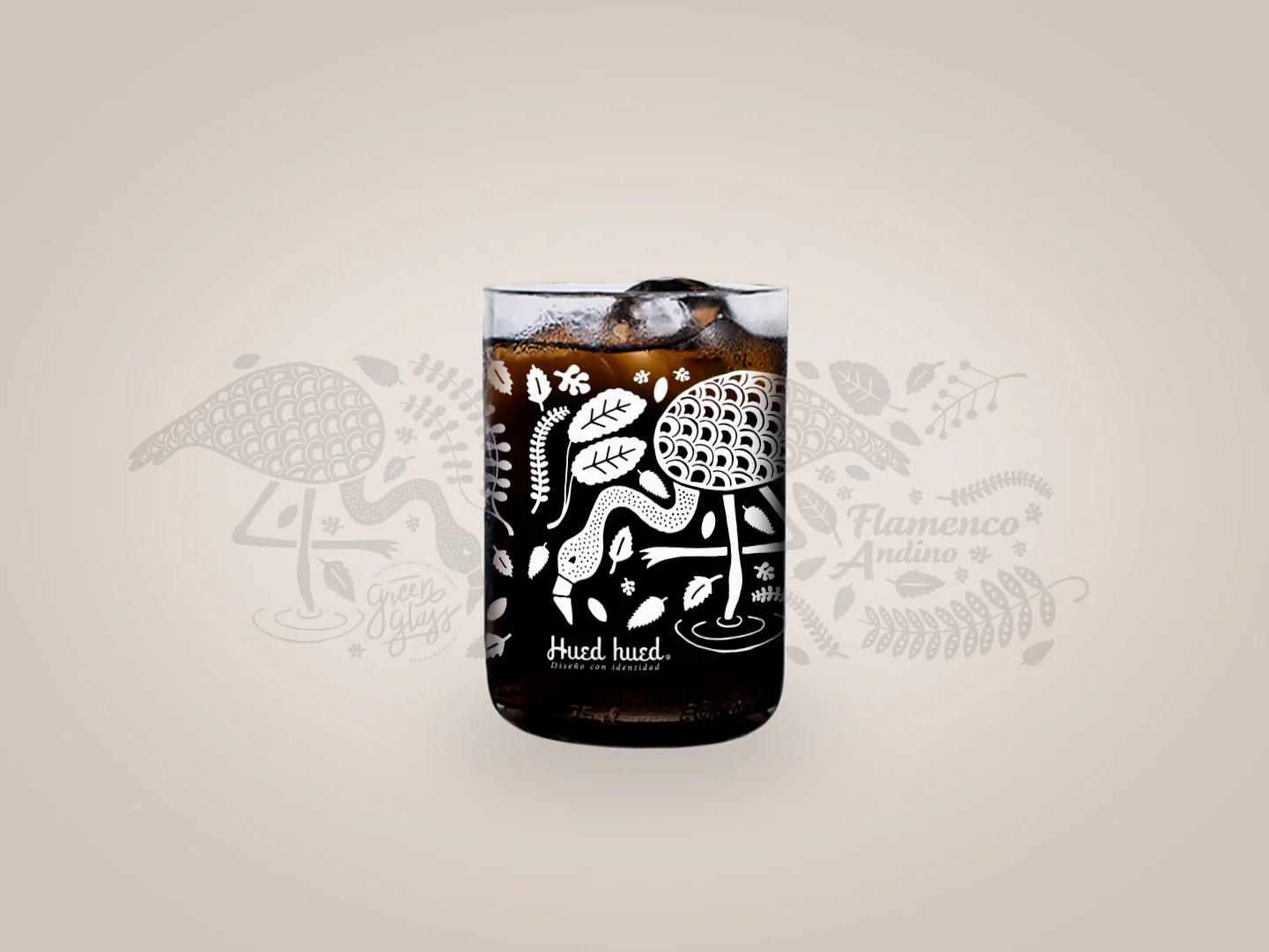 VASO2-AVES-DE-CHILE-FLAMENCO-ANDINO-GREEN-GLASS-11CM-300ML