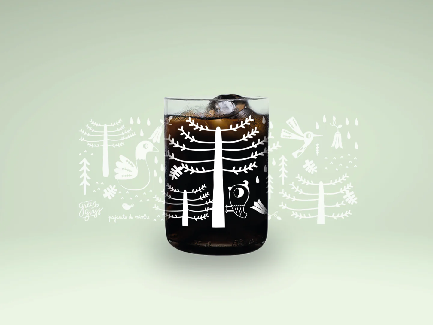 VASO3-FLORA-Y-FAUNA-BOSQUE-ARAUCARIAS-GREEN-GLASS-11CM-300ML